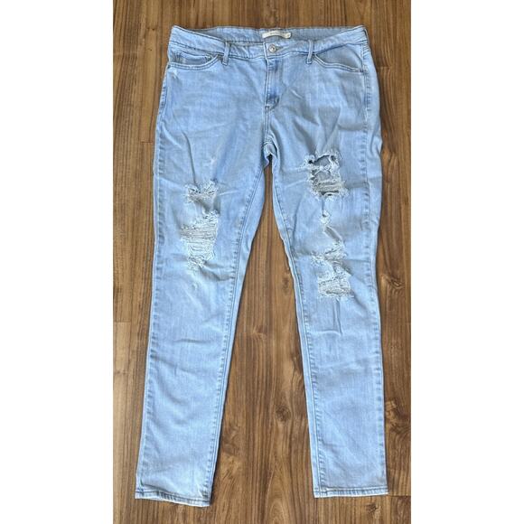 Levi’s 711‎ Jeans Womens 32 Blue Denim Stretch Skinny Leg Comfort Red Tab Preppy - Picture 1 of 9